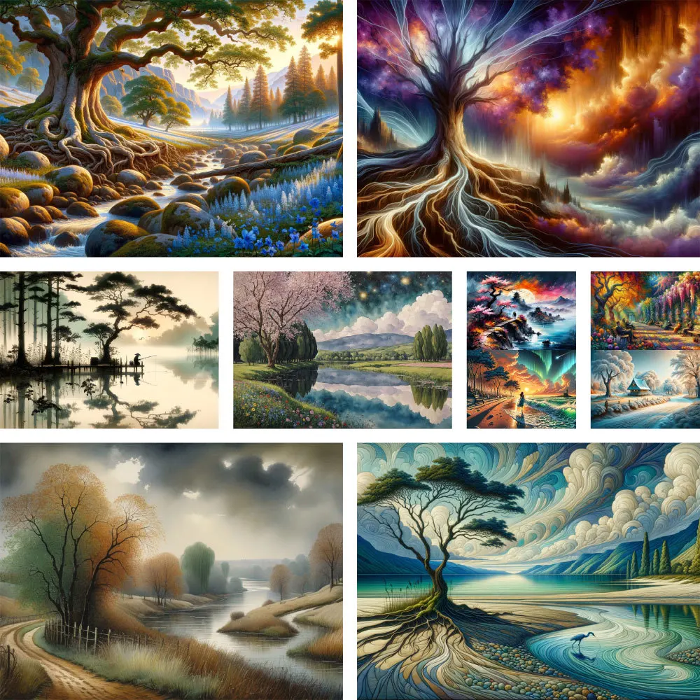 

Landscape Fantasy Nature Printed 11CT Cross Stitch Set DIY Embroidery Knitting Handmade Hobby Painting Counted Mulina Design