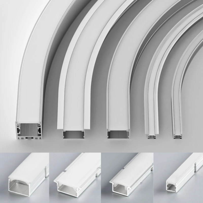 U-Shape Curved LED Aluminum Profile Recessed Bendable Channel Silicone Diffuser Wall Ceiling Drywall Decor Linear Strip Light