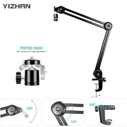 Reinforced Flexible Arm Digital Microscope Stand Upgraded Suspension Boom Scissor Arm Stand Heavy Duty Mic Arm For Diy Soldering