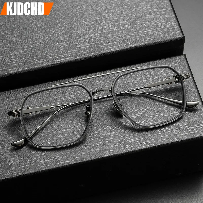 Stylish Prescription Glasses Frame for Men Aviator Big Face Square Trendy Pure Titanium Fashion Ladies Eyeglasses