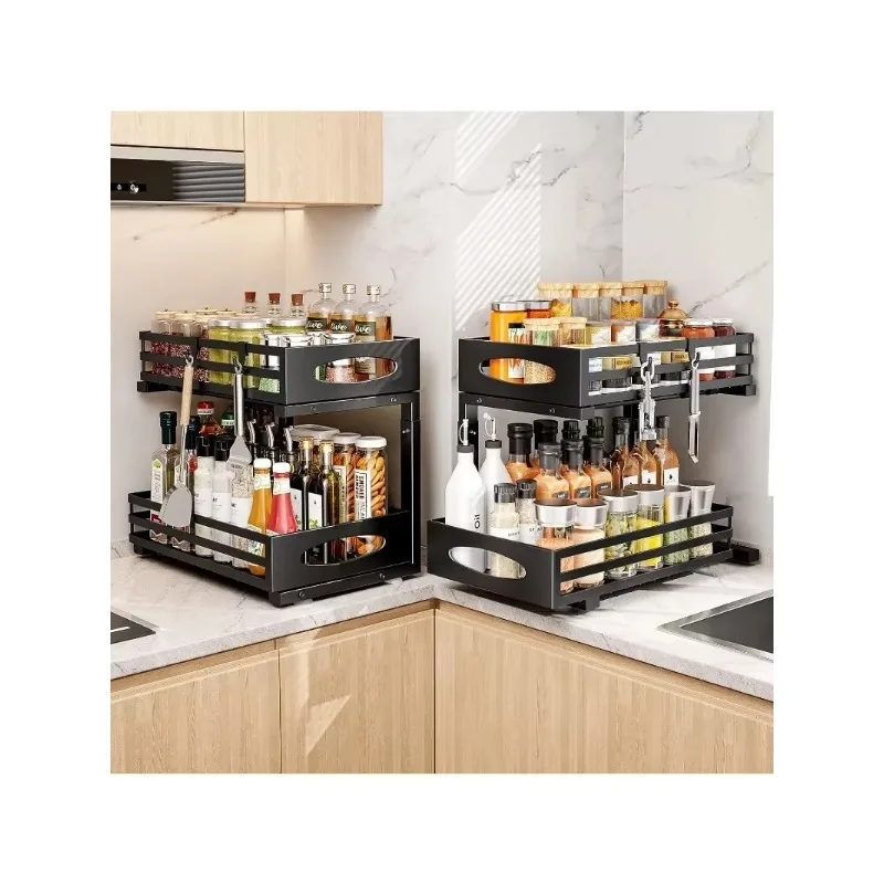 Slide Sink Steel Shelf Cabinet Storage Shelves, Under  for Kitchen Bathroom ,