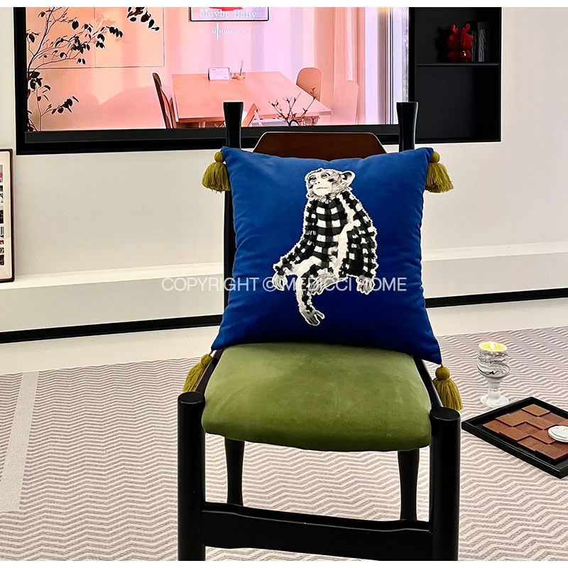 Medicci Home Whimsical Decor Cushion Covers Mystical Monkey With Tassels High Quality Print Decorative Pillow Case 45x45 50x50cm