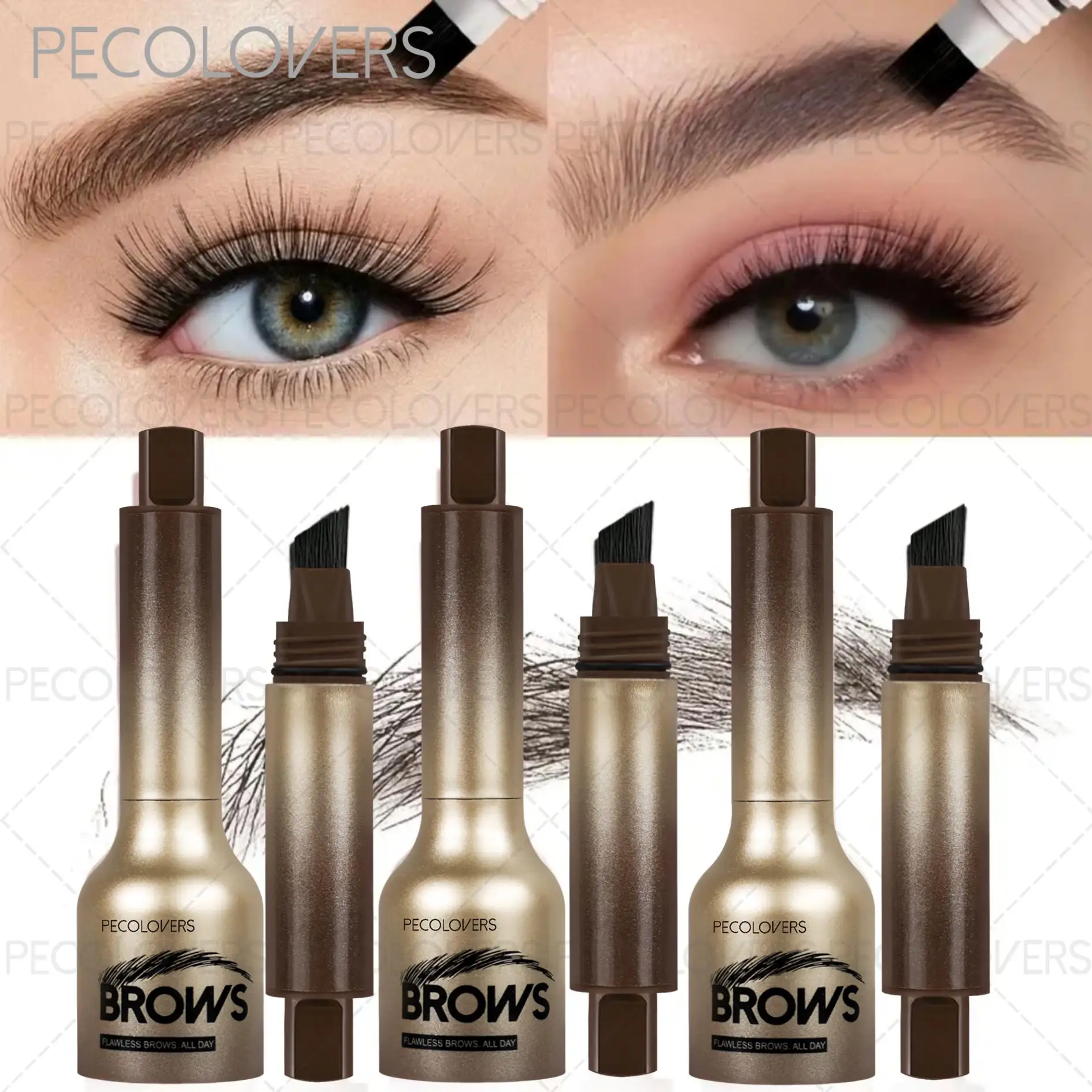 3D Press-type Eyebrow Pencil,Natural Wild Eyebrows,Waterproof, Sweatproof, Lasting Makeup,Eyebrow Pencil