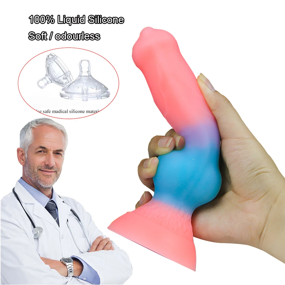 Luminous Dog Dildos Pink Realistic Dildo Animal Penis Sex Toy for Women G-Spot Massage Masturbator 18+ Cute Beautiful Anal Dildo