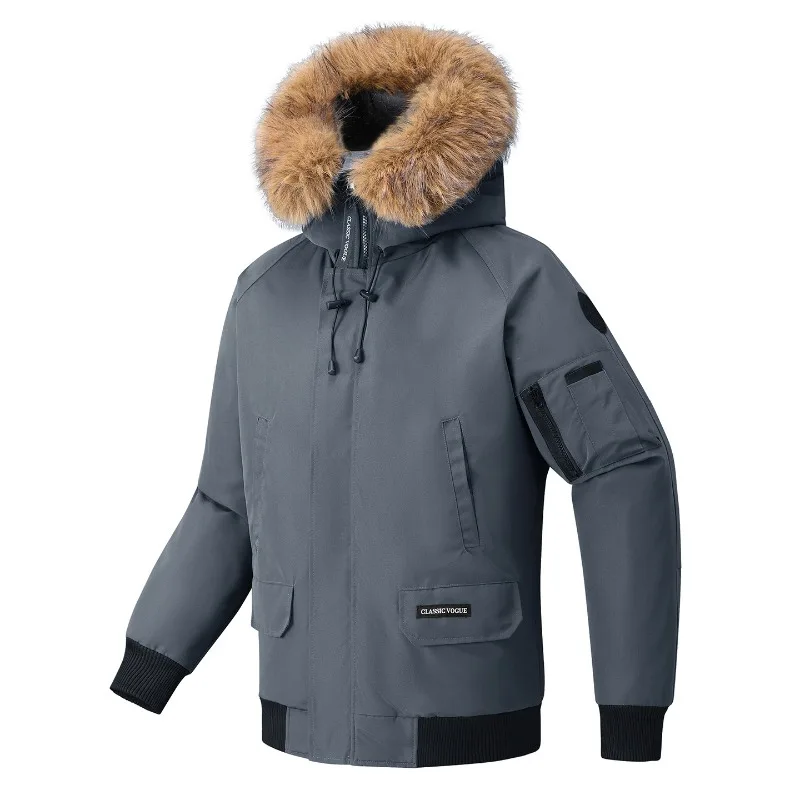 New Fashion Men Hooded Fur Collar Short Puffer Jackets Winter Duck Down Coats Quality Male Warm Parkas Windproof Waterproof Coat