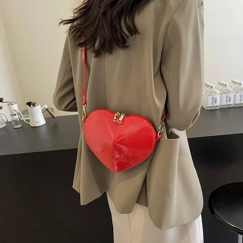 2024 New Heart Crossbody Bags For Women Fashion Korean Luxury PU Leather Shoulder Bag Female Simple High Quality Handbags Lady