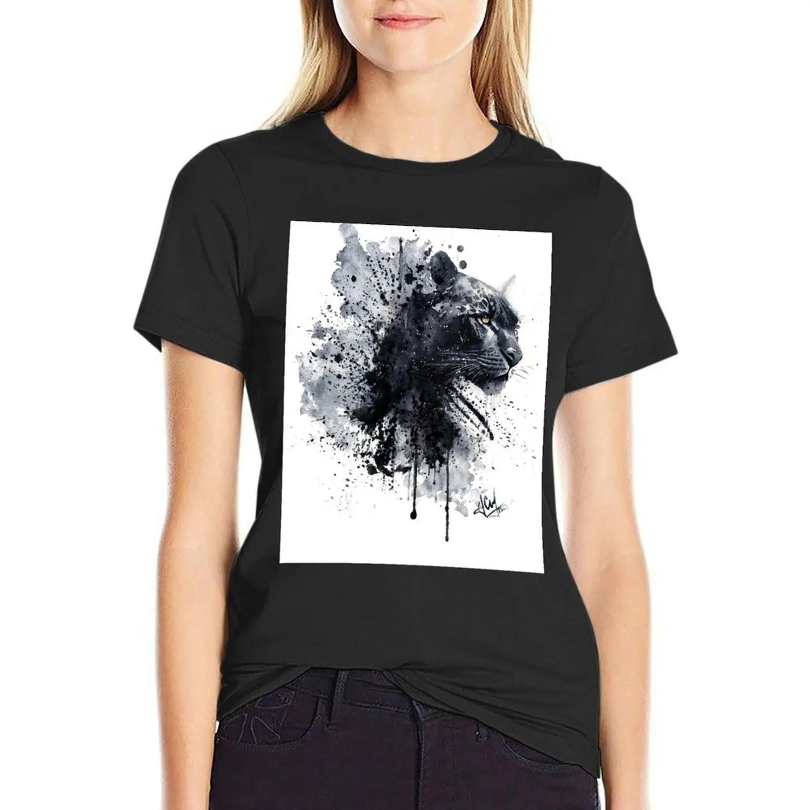 Panther watercolor painting T-Shirt quick-drying Blouse summer clothes sports fans T-shirts for Women