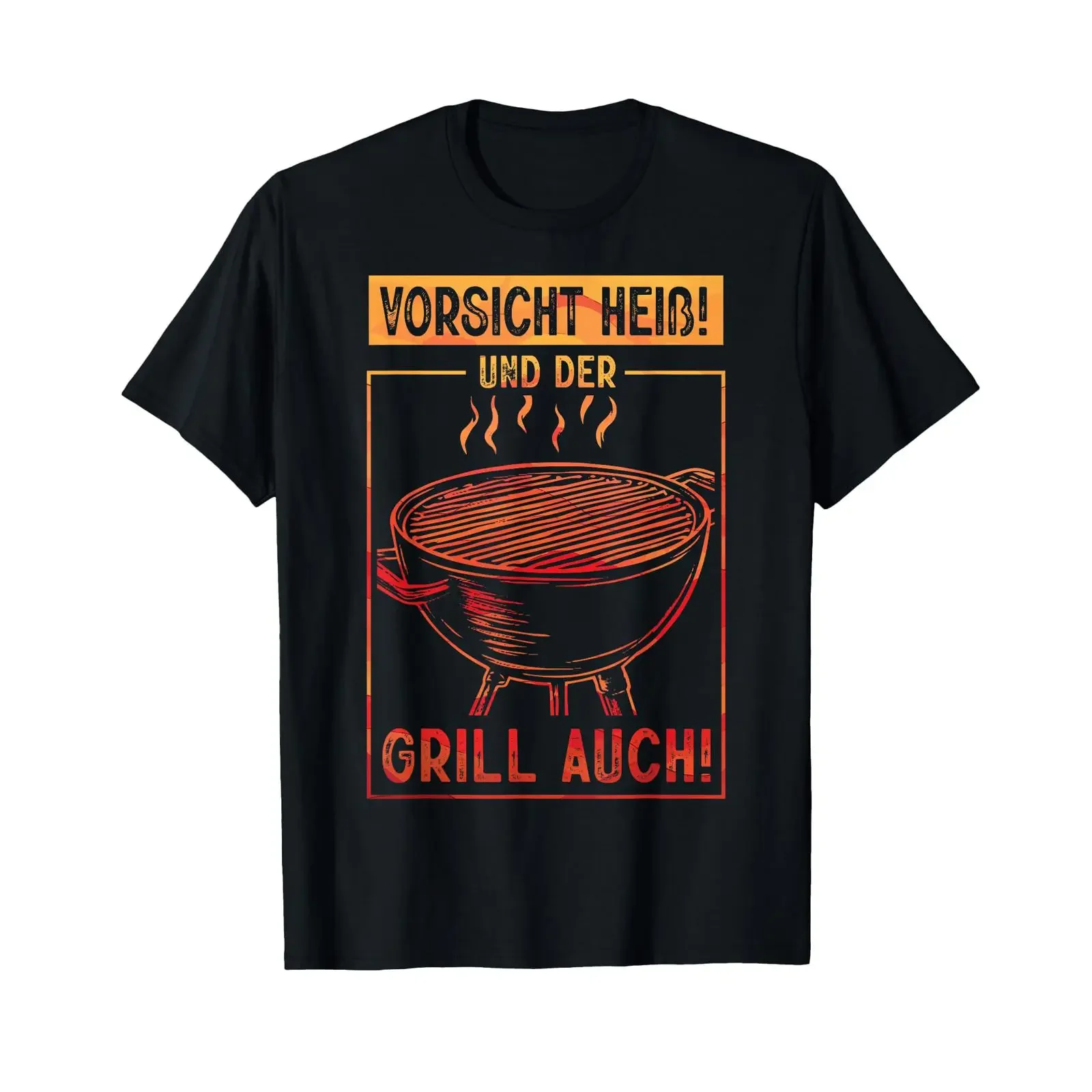 T Shirt with German Text quot Vorsicht Hei? Und Der Grill Auch Grillparty vintage Washed graphic Casual streetwear Breathable