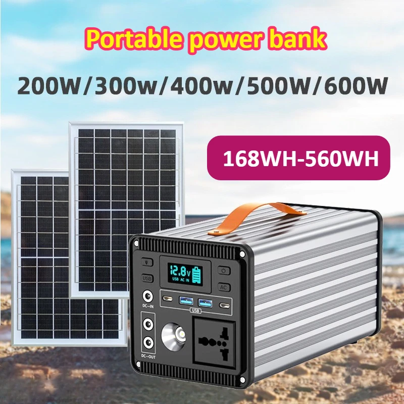 560WH with AC Plug Solar Panels Portable Charger 600W Fast Charging Power Bank Outdoor Camping Office Solar Storage System
