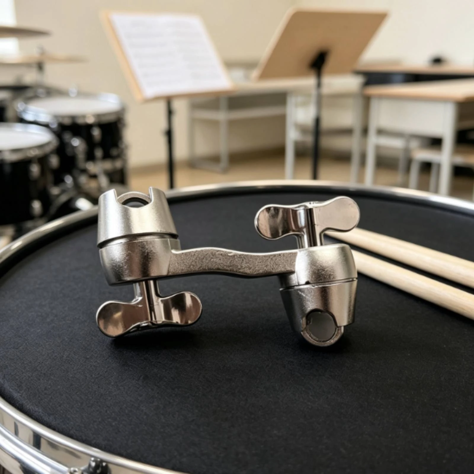 Drum Hardware Extension Clamp Universal Drum Clamp with Curved Arm Mount Rotating Compact for Drummers, Rehearsal Studio