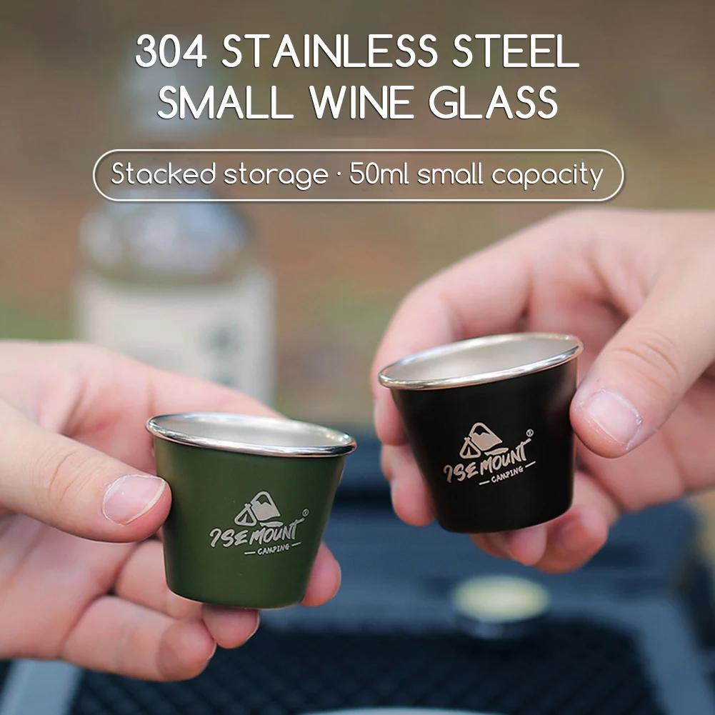 Small Wine Glass 50ml Stainless Steel Camping Mug Food Grade Rust-Resistant For Outdoor Travel Reusable Lightweight Tea Cup