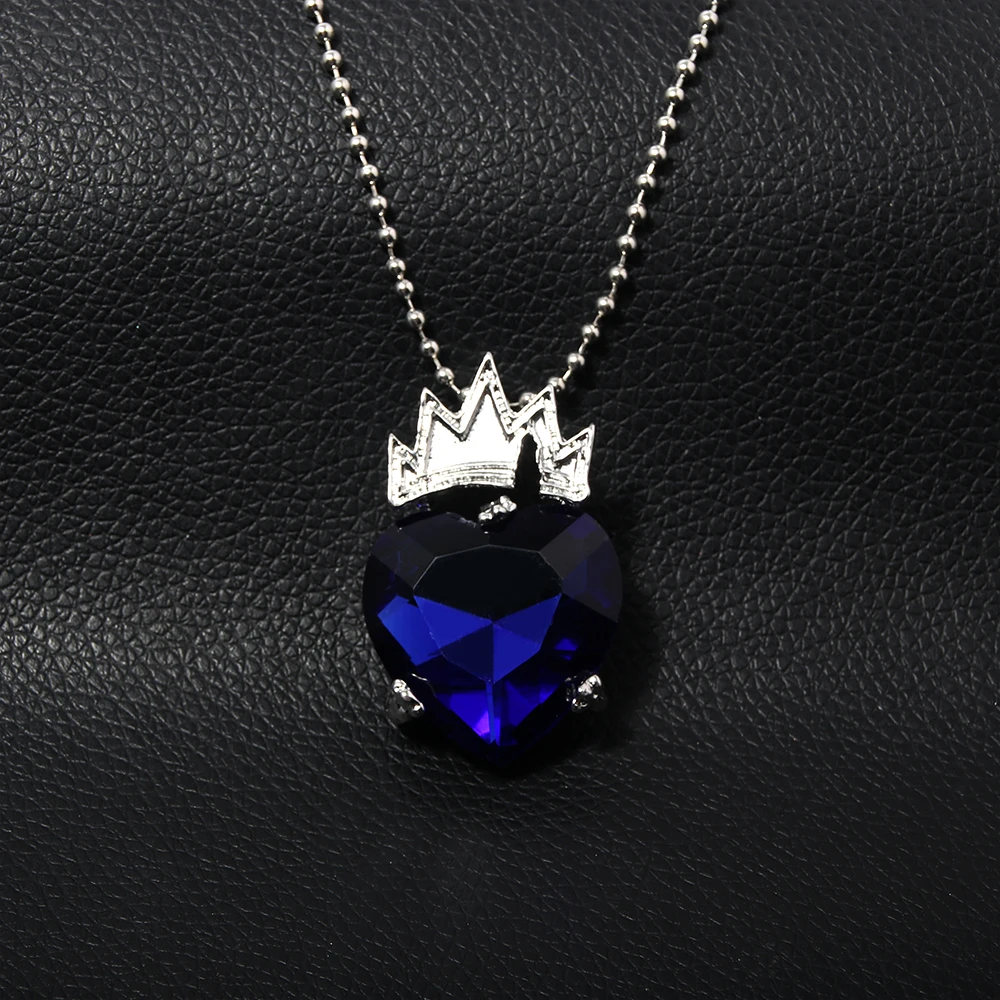Film Descendants Herz Halskette Evie Fairest Rot Blau Herz Krone Anhänger Halskette für Frauen Schmuck Zubehör – Detail 7