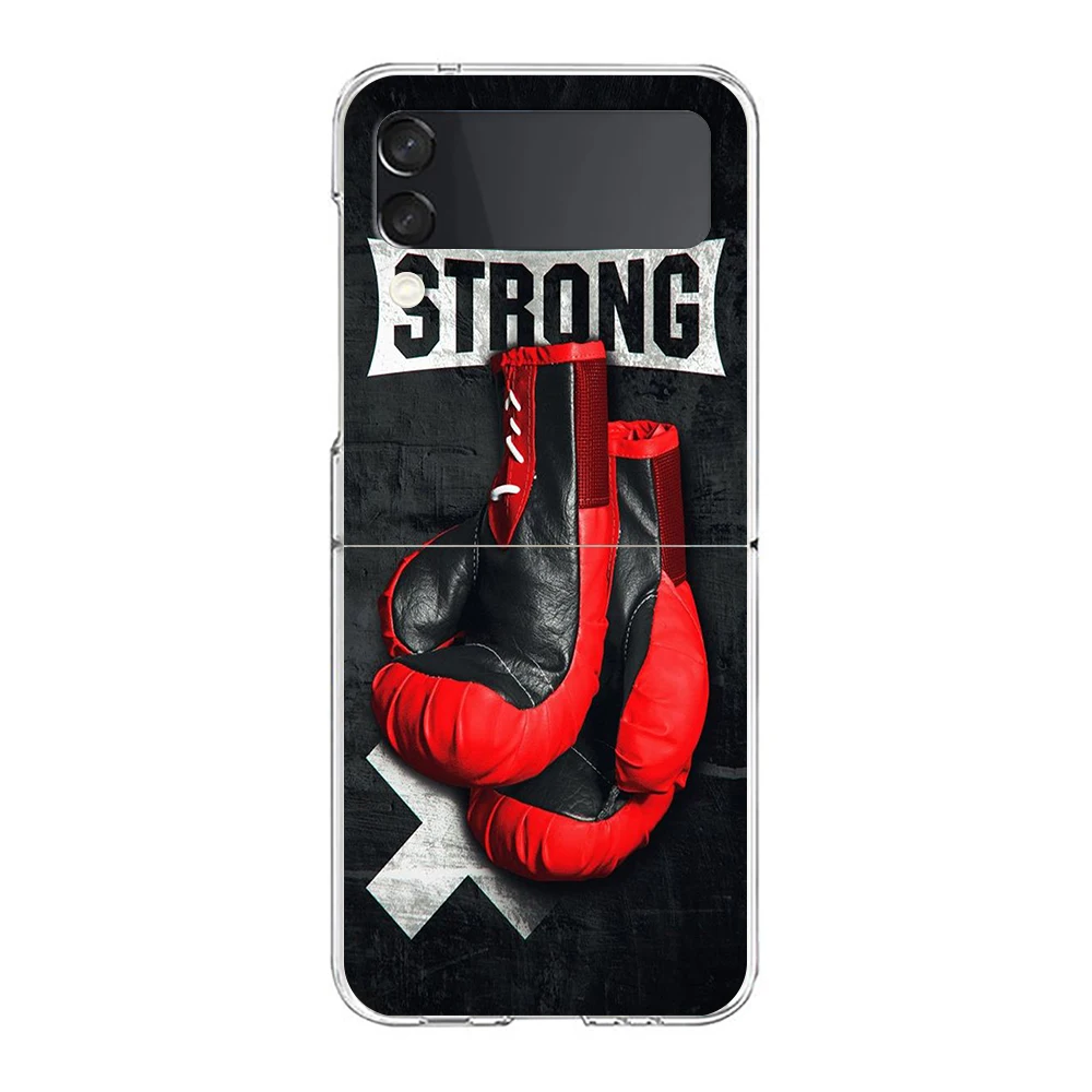 Barbell Deadlift Fitness Hard PC Phone Case For Samsung Galaxy Z Flip 5 4 3 Transparent Cover For Galaxy Z Flip 6 Foldable Cases