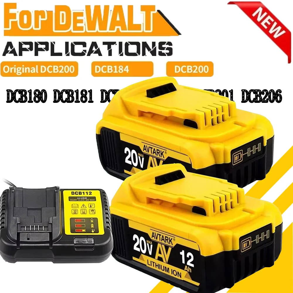 

2024 Upgrade DCB200 20V 6000mAh Battery , charger For Dewalt 18V DCB184 DCB200 DCB182 DCB180 DCB181 DCB182 DCB201 Tools Battery