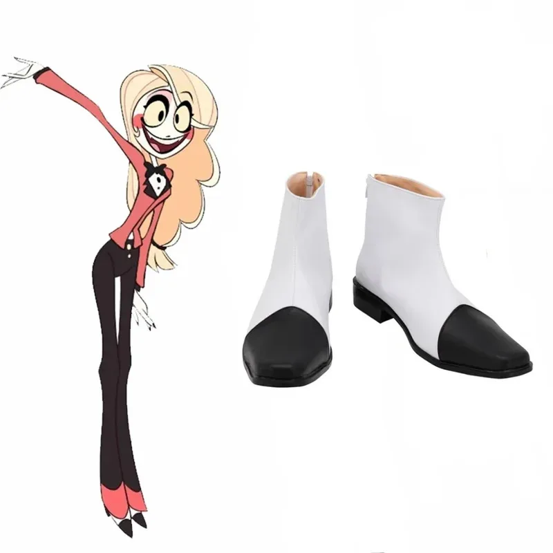 2025 11 Hazbin Charlie botas de Cosplay Hotel blanco negro cuero hecho a medida cualquier tamaño mujer Anime zapatos nuevos