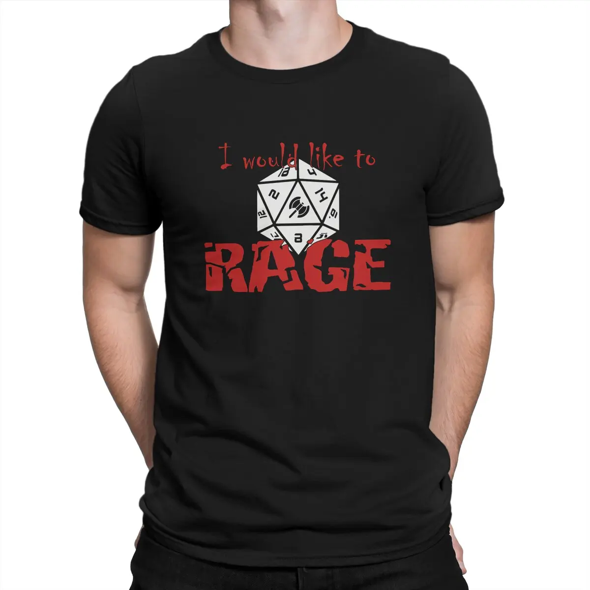 DND I Would Like To RAGE T Shirt Harajuku Gothic Men's Tshirt Polyester Men Tops