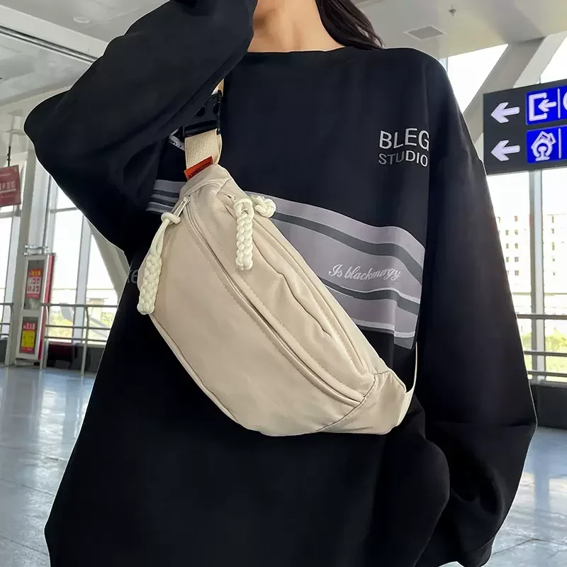 Chest Bags Banana Bag for Women Sling Crossbody Waist Pack Canvas Running Waist Bag Casual Fanny Packs Sport Half Moon Belt Bag