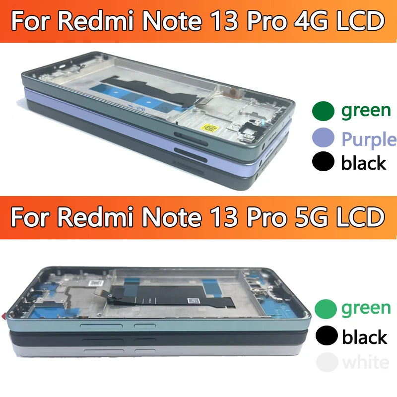 Schermo LCD Per Xiaomi Redmi Note 13 PRO 4G – 6.67 Pollici, Kit Con Attrezzi, Compatibile 23117RA68G E 2312FPCA6G, Nero