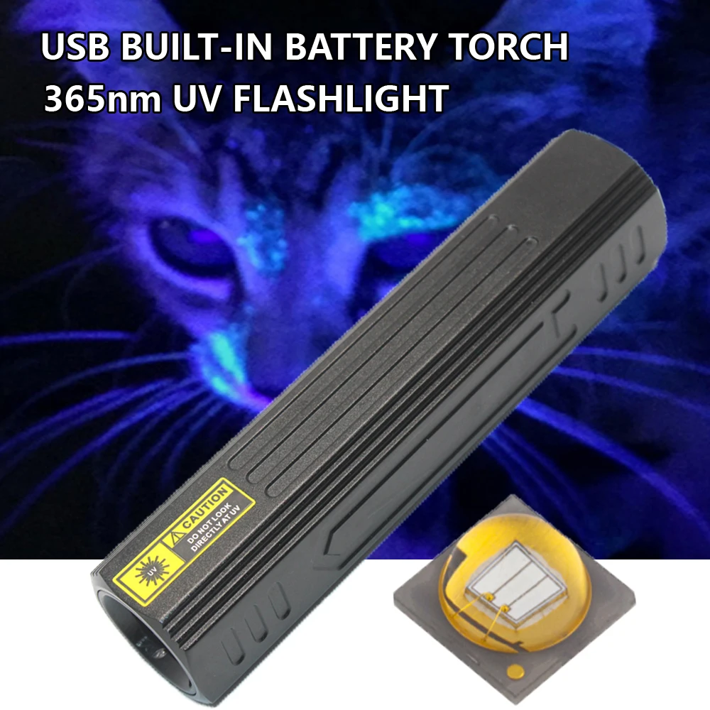 365nm Ultraviolet Blacklight USB Rechargeable Built in battery torch Detector Catch Scorpions Carpet Pet Urine UV Flashlight