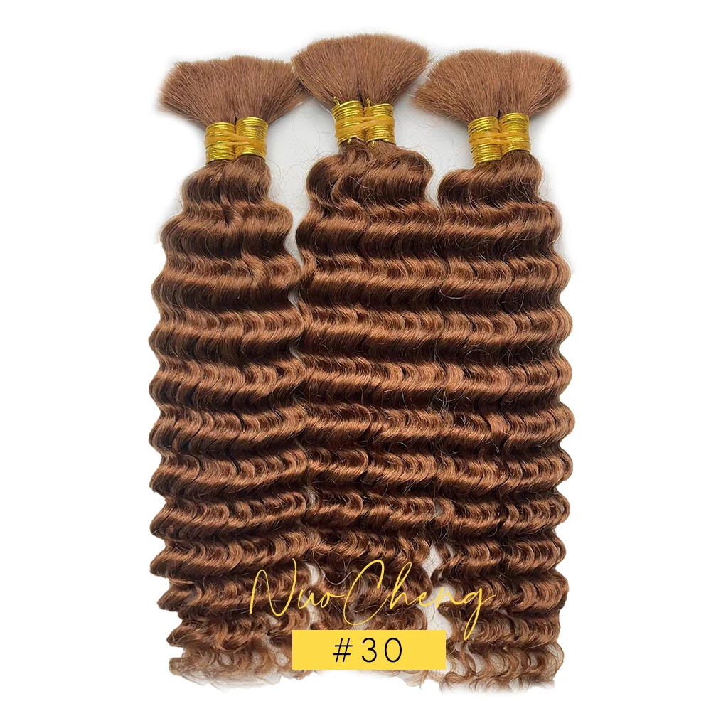 30 #   Chocoladebruin Deep Wave Bulk 100G 2 Bundels Echt Haar voor Boho Vlechtjes Krullend Vlecht Haar 14-24 inch Remy Haar Braziliaans
