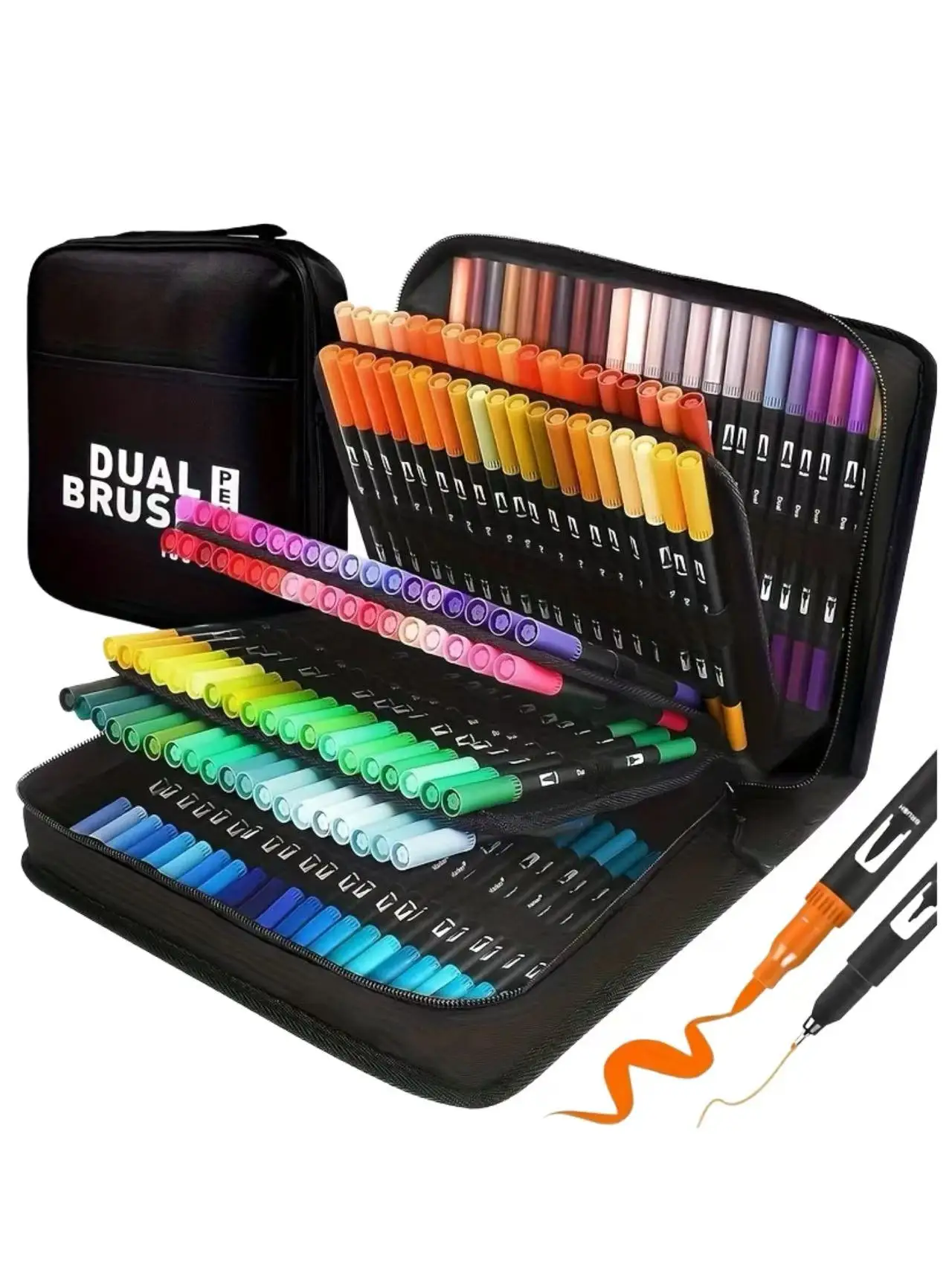Marqueurs aquarelles vibrants à double extrémité – Ensemble d'art pour dessiner et travaux manuels, corps en plastique durable, cadeau de Noël