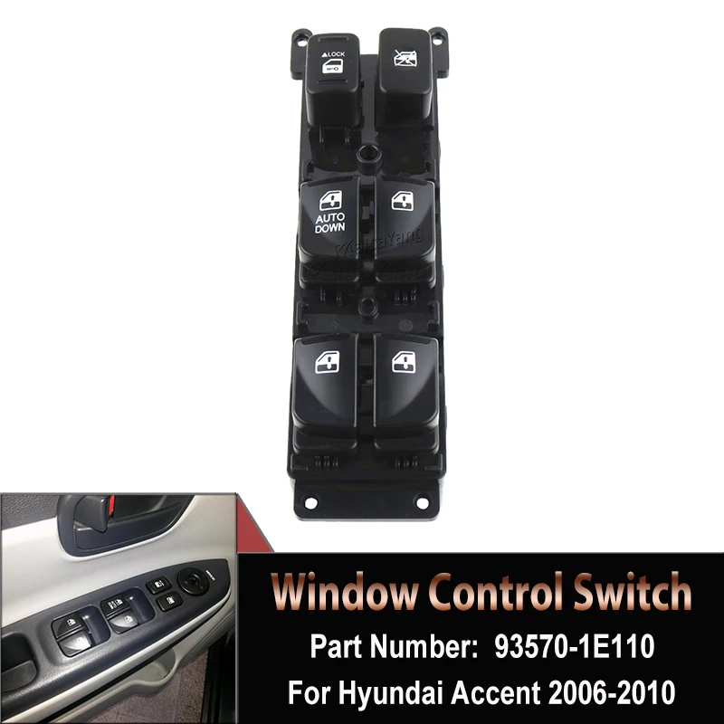 OEM# 93570 1E110 935701E110 Car Power Master Window Control Switch Window Lifter Button For Hyundai Accent 2007 2008 2009 2010