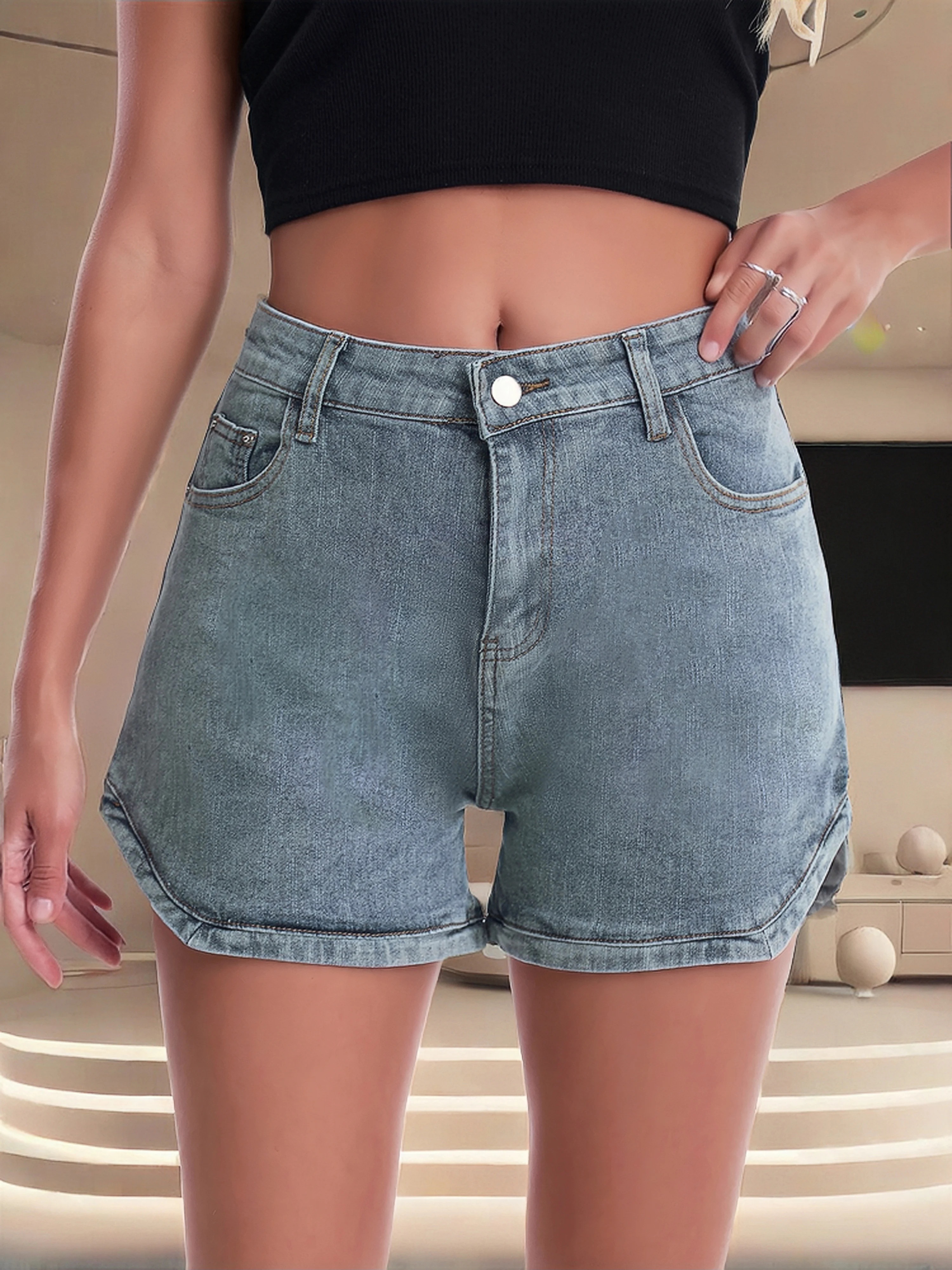 2024 Hoge Stretch Regelmatige Losse Sexy Denim Shorts Womens Fashion Plus Size Vintage Denim Split Denim Rok Zomer A-Line Short