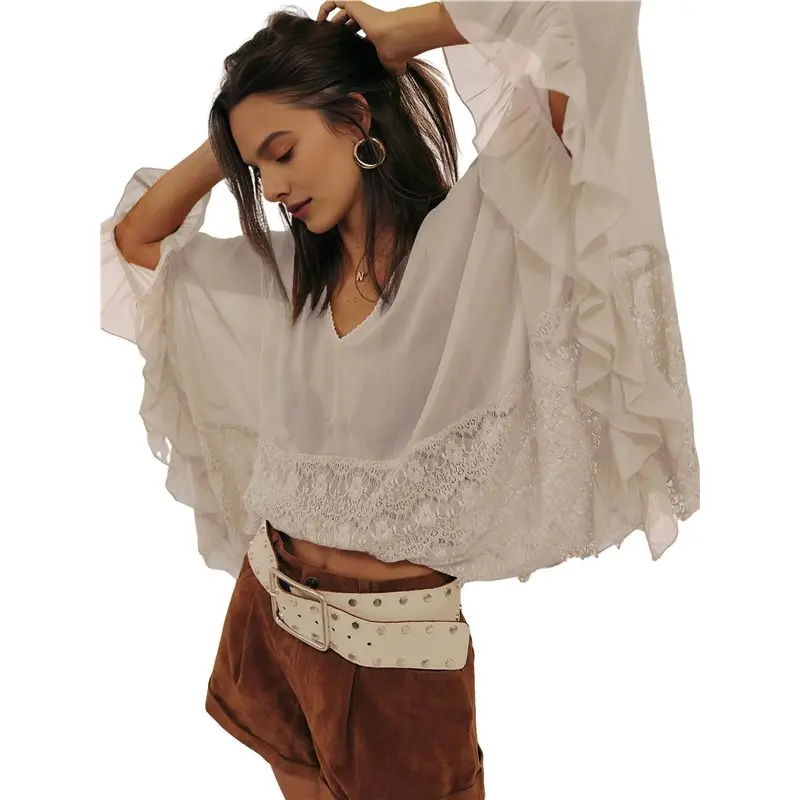 

Женская сетчатая накидка CYL с кружевом, прозрачная, с V-образным вырезом, свободного кроя, однотонная, для выхода в свет