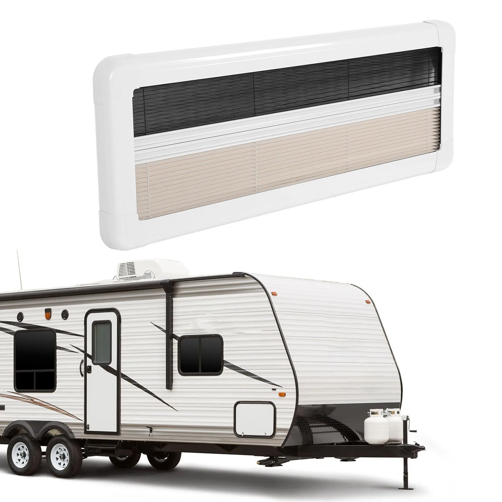 36*12in RV Pleated Blinds - Interior Window Shade with Insect Screen, Privacy Protection & UV Blocking for Car & RV