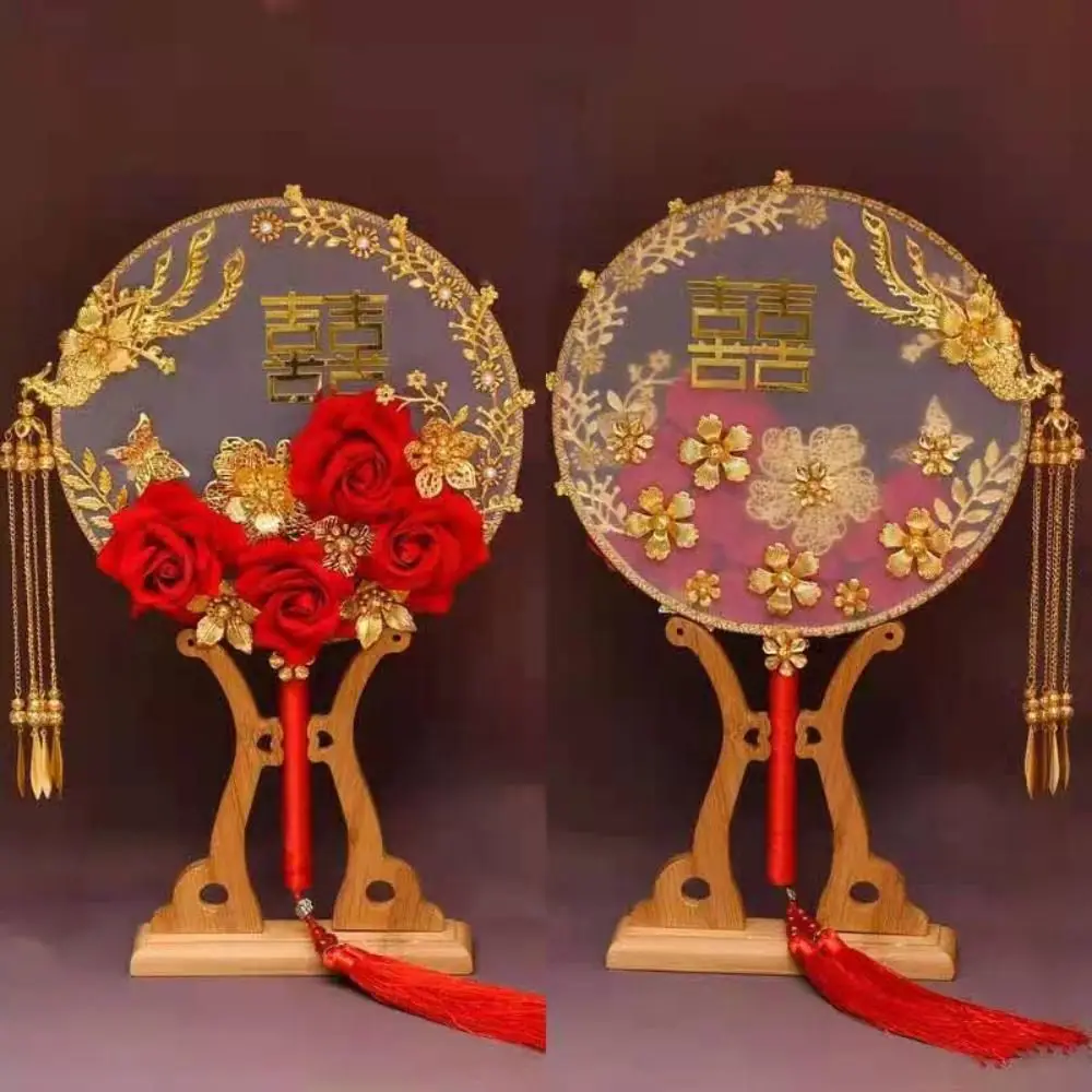 

Fan Bride Xiuhe Bride Group Fan Decorative Fan Manual Ancient Style Xiuhe Clothes Fan Tuan Fan Hand Holding Fan Round Fan