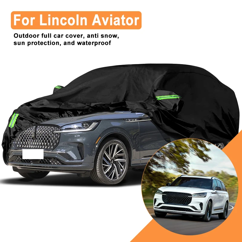 Full Car Cover For Lincoln Aviator All Weather Outdoor Snow Sun UV Dustproof with Reflective Strips Wind Straps