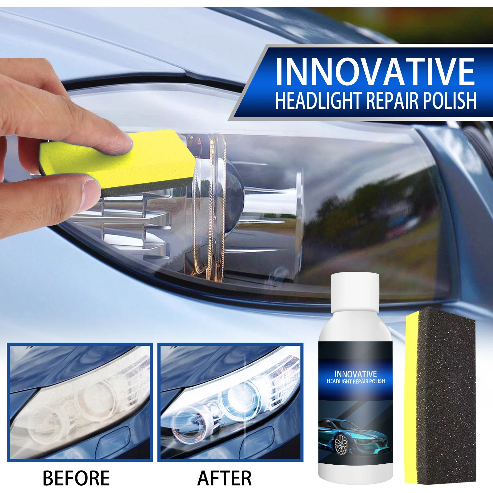 Car Headlight Repair Polish Liquid Car Light Repair Agent Refurbished Headlight Renewal Polish Auto Repair Fluid Tool 20/30/50ml