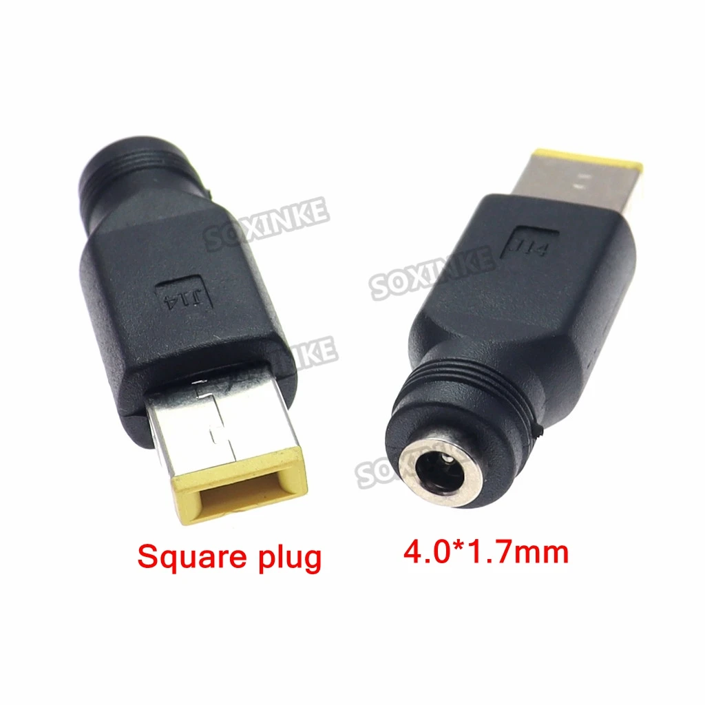 Adaptador de corriente cc de 4,0x1,7mm, conector hembra de alimentación cc a enchufe cuadrado con Pin, Lenovo, enchufe de carga portátil, convertidor, 1 ud.