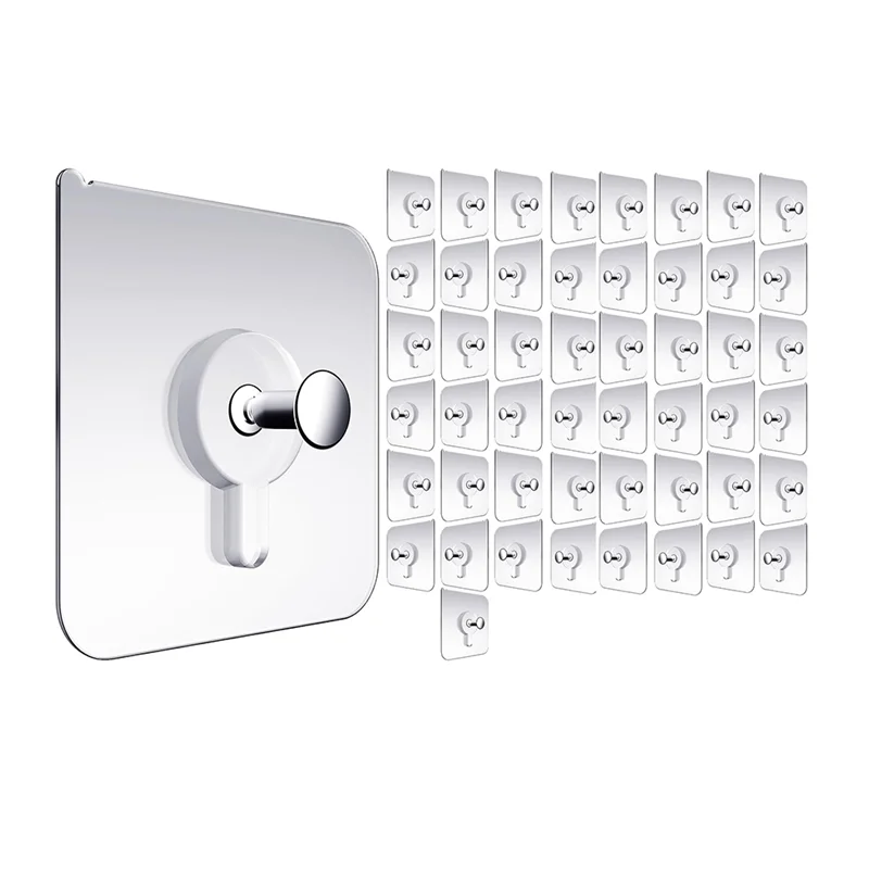 Wall Hangers Without Nails, Wall Hooks for Hanging, 50 Packs Adhesive Wall Hooks, Picture Hangers for Living Room