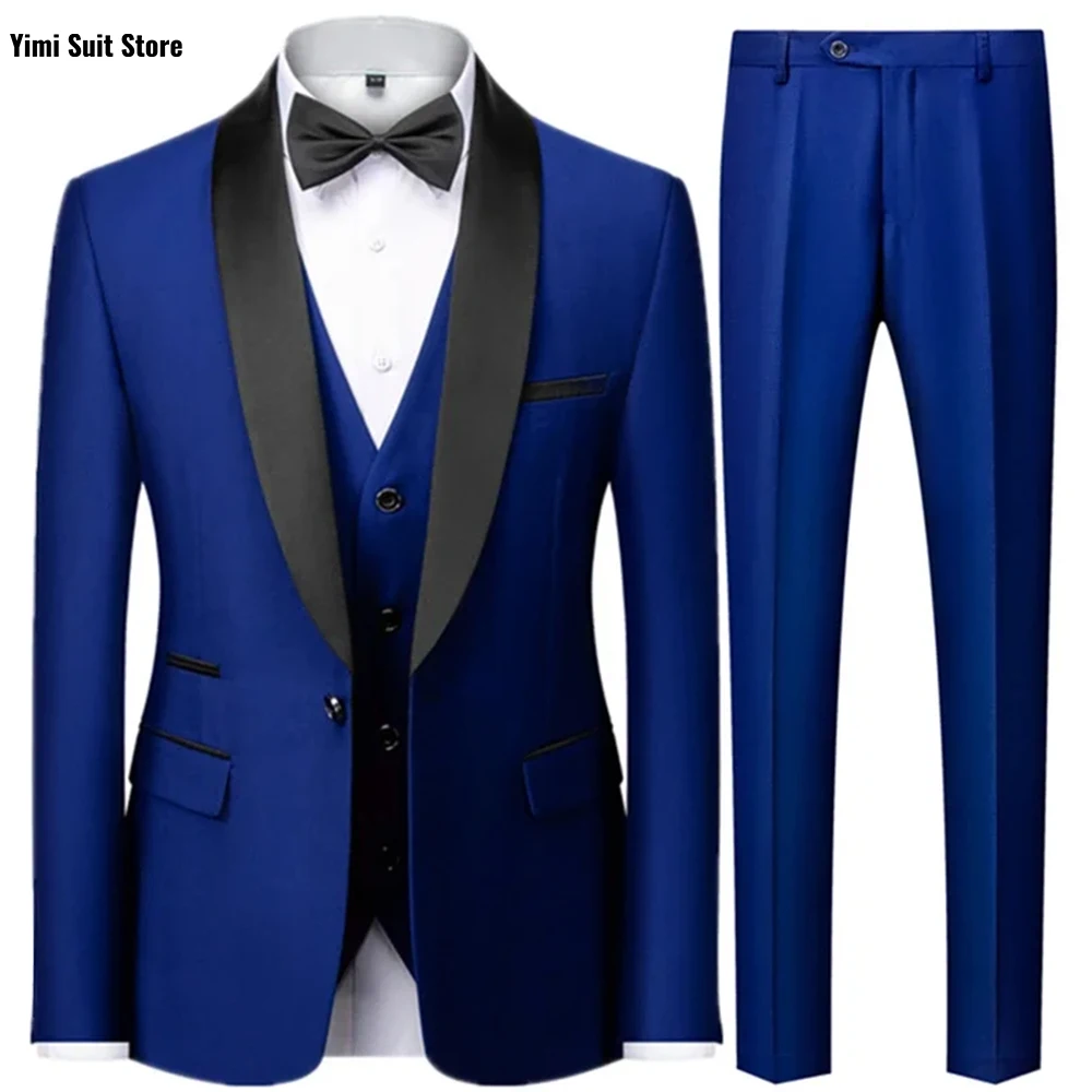 وسيم رجال الأعمال البدلة موضة بلون واحد الصدر ملابس العمل الرسمية العريس الكرة ثوب دعوى 3 قطعة مجموعة سترة سترة بانت