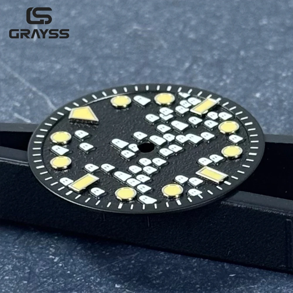 50- FATHOMS ساعة ريترو بقرص ثلاثي الأبعاد شبح أخضر أزرق كامل لوم SKX ملحقات ساعة لحركة nh35 ETA/PT5000 miyota8215