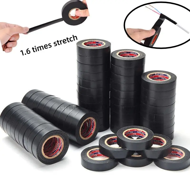 10/100M Black Flame Retardant Electrical Insulation Tape Strong Adhesive Wire Harness Tape for Electrical Wiring Waterproof Tape