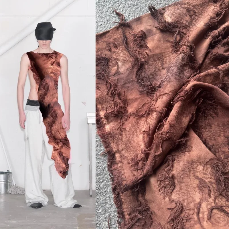 

Иржавая красная кисточка Жаккардовая ткань Домашняя модельерская эксперименты с тканью для шитья своими руками Хлопковый материал