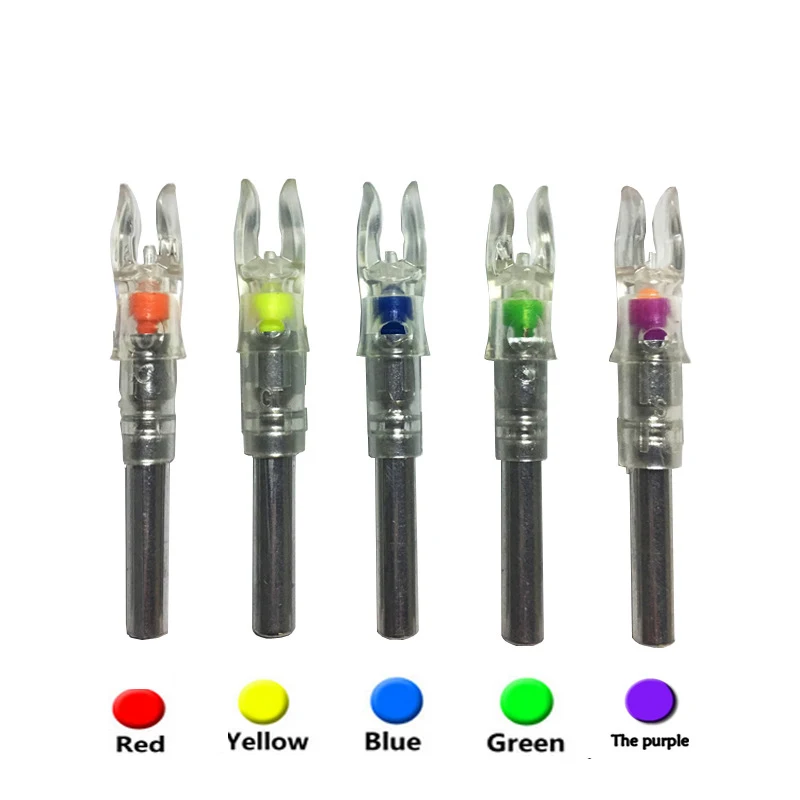 Luminous Automatic Arrow Cam LED, Illuminated Nock for Archery Arrows, 6PCs, 7.6mm, 6.2mm