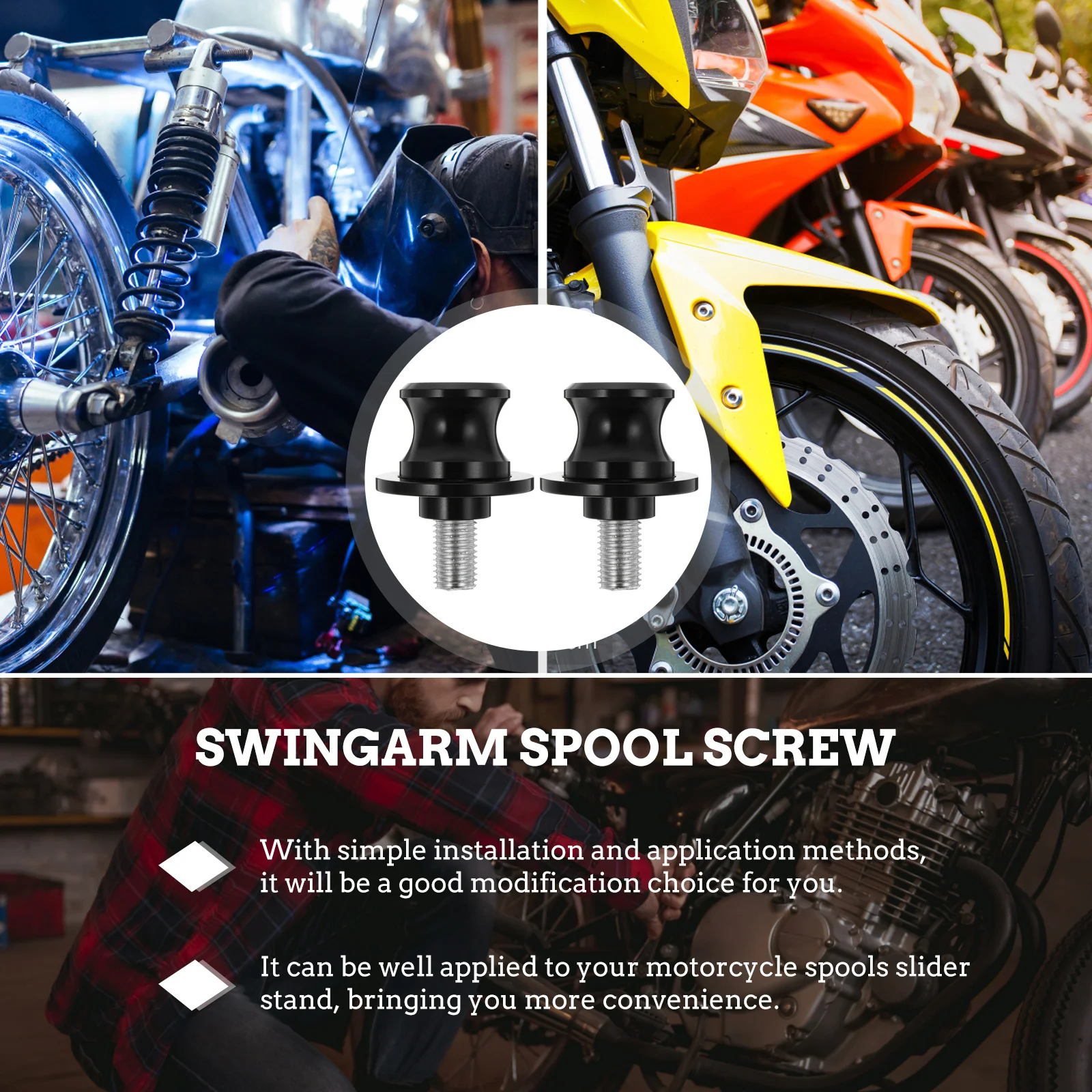 

1Pair Motorcycle Spools Slider Stand Screws High Hardness Aluminum Swingarm Spool Screw for Motorcycle Fixing and Convenience