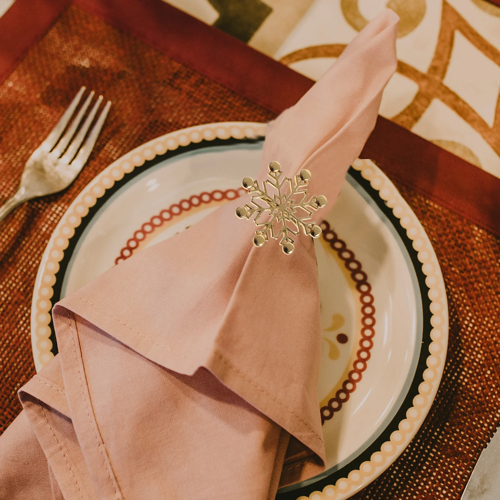 

6Pcs Christmas Napkin Rings Golden Alloy Easy Clean Table Decor for Xmas Dining Party Home Festive Decoration Supplies