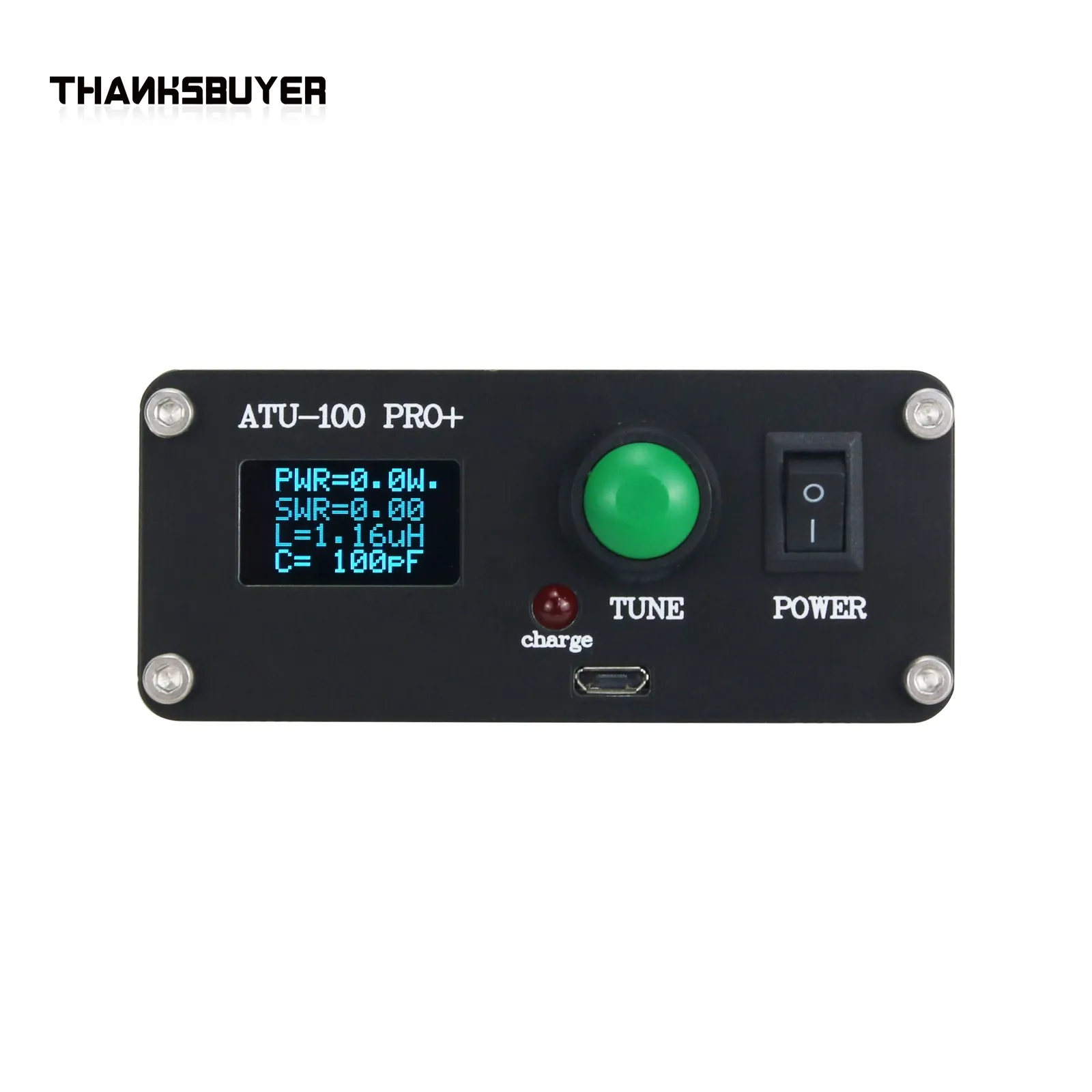 2022 ATU-100 Pro+ Automatic Antenna Tuner 100W 1.8-55MHz 0.96-Inch OLED Display Battery inside For Shortwave Radio Station