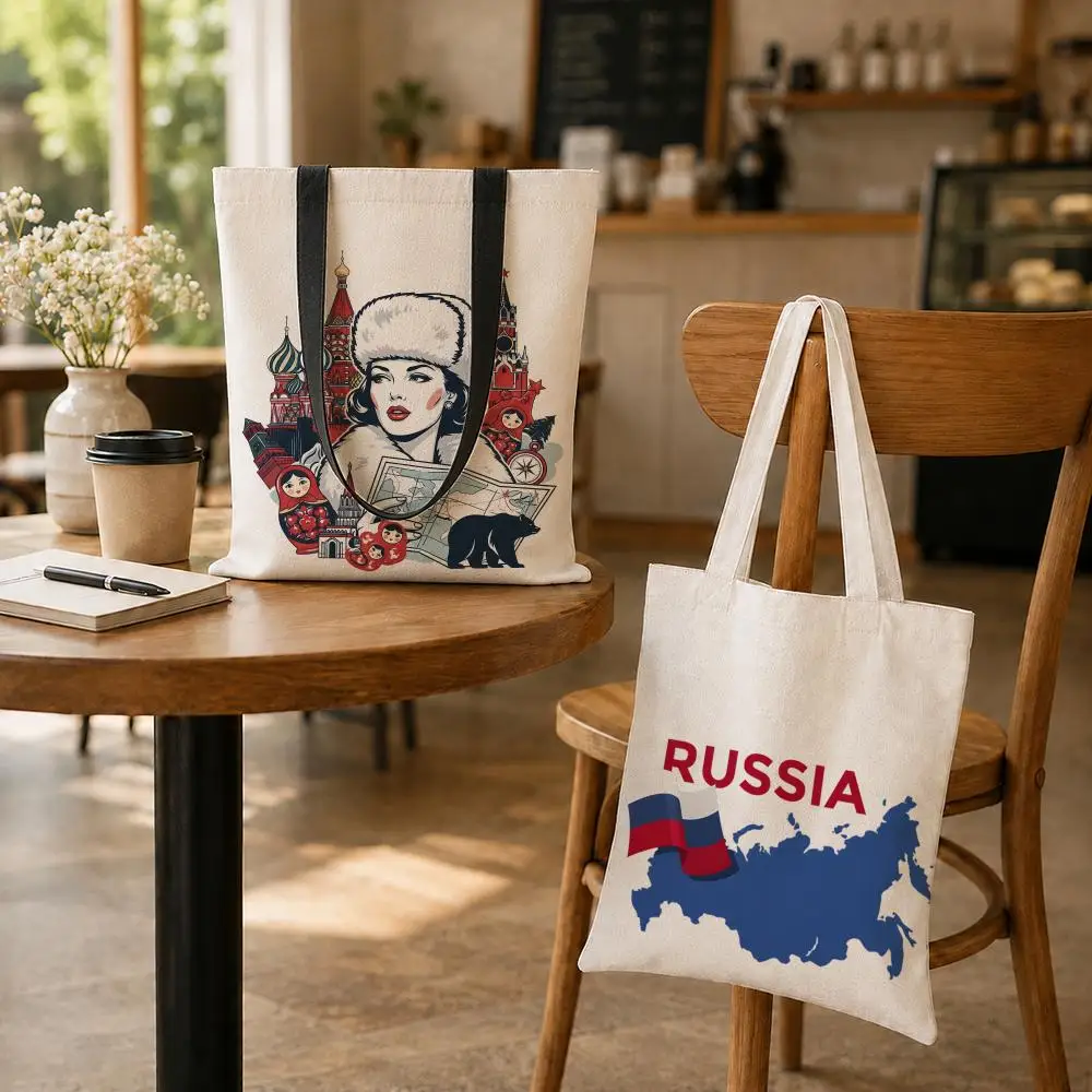 ArtSeries Russia USSR C-Culture Storage Bags Reusable Fashion Aesthetic Unique Shopping Bag Large Capacity Canvas Tote Bag