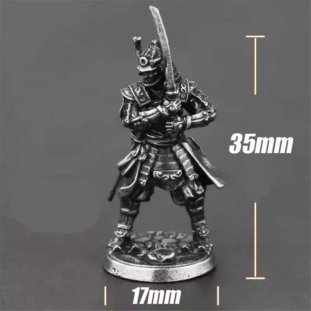 Copper Japanese Shogunate Samurai Soldiers Figurines Vintage Metal Solidiers Model Statues Home Decoration Desktop Ornaments