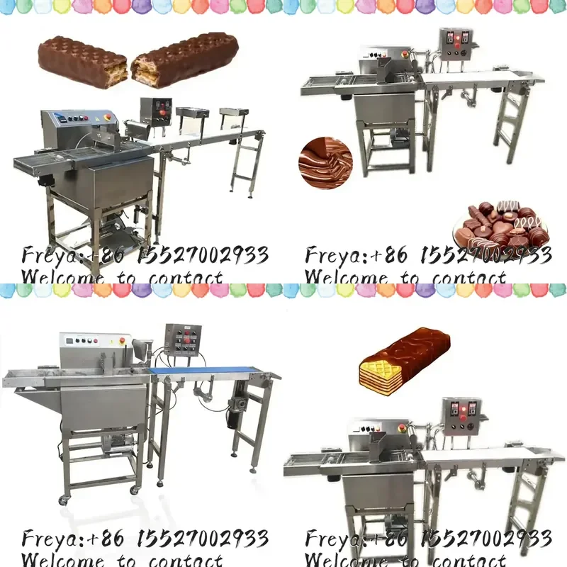 Máquina de recubrimiento continuo de chocolate para galletas y wafer, túnel de enfriamiento, proveedor de equipos de enrober para galletas