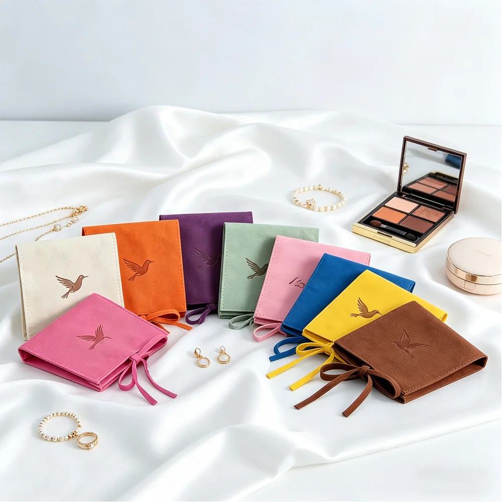 

Customized 100 Bulk Microfiber Jewelry Pouches Suede Jewelry Envelope Big Size Bag for Travel Wedding Party Favor Gift Packaging