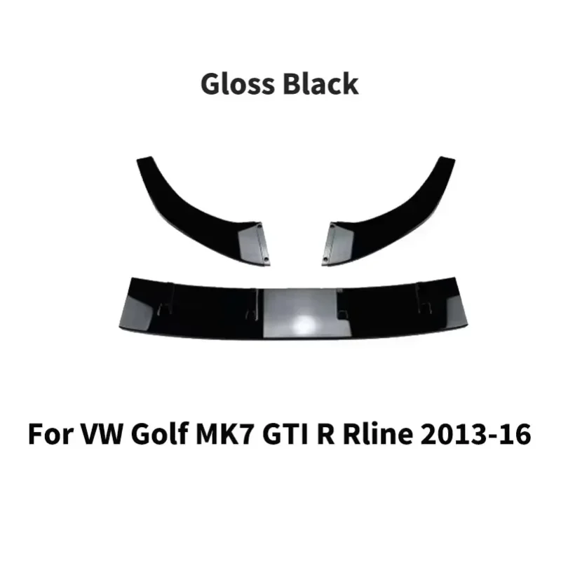 3-częściowy spojler przedniego zderzaka, listwa, osłona, listwa ochronna, błyszczący czarny, do VW Golf MK7 GTI R R‑Line 2013‑2016, dolna osłona pod zderzak, akcesoria do body kitu — 2