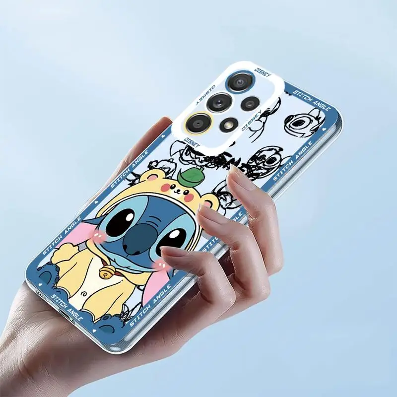 Cartoon Disney Stitch Angies phone cases for Samsung A55 A25 A22 A15 A34 A14 A71 A52 A50 A12 A13 A32 A31 A73 Clear fundas cover