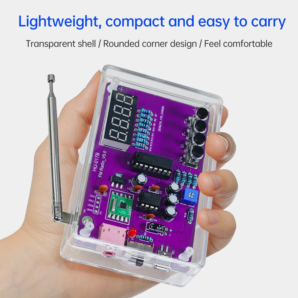 RDA5807S DIY FM Radio Electronic Kit Adjustable Frequency 87-108MHz Digital Display DIY Soldering Project Practice Solder  ﻿