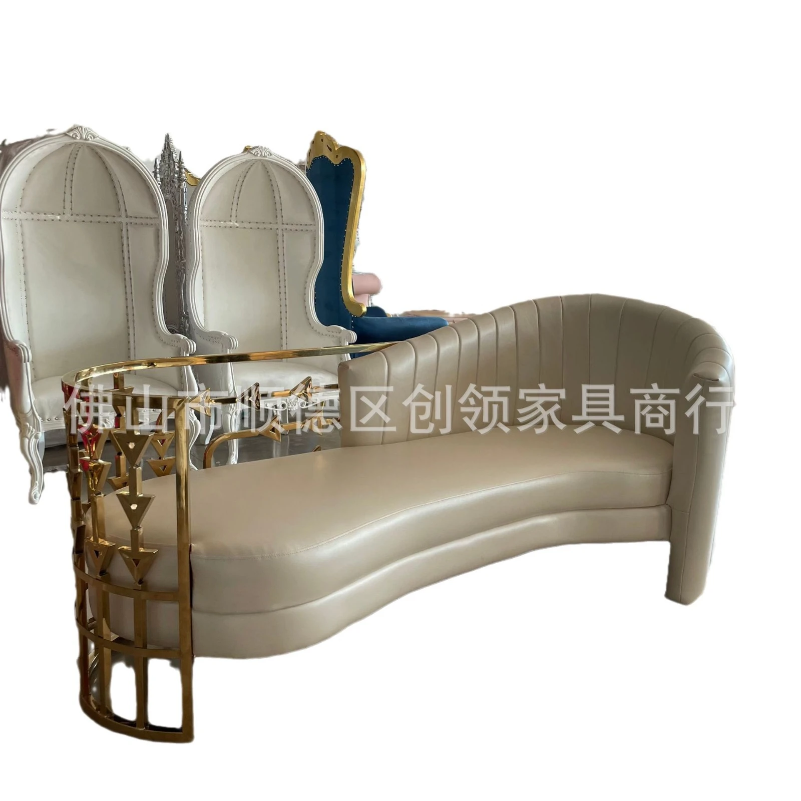 Factory direct sales hardware stainless steel double sofa wedding scene sofa hotel leisure sofa